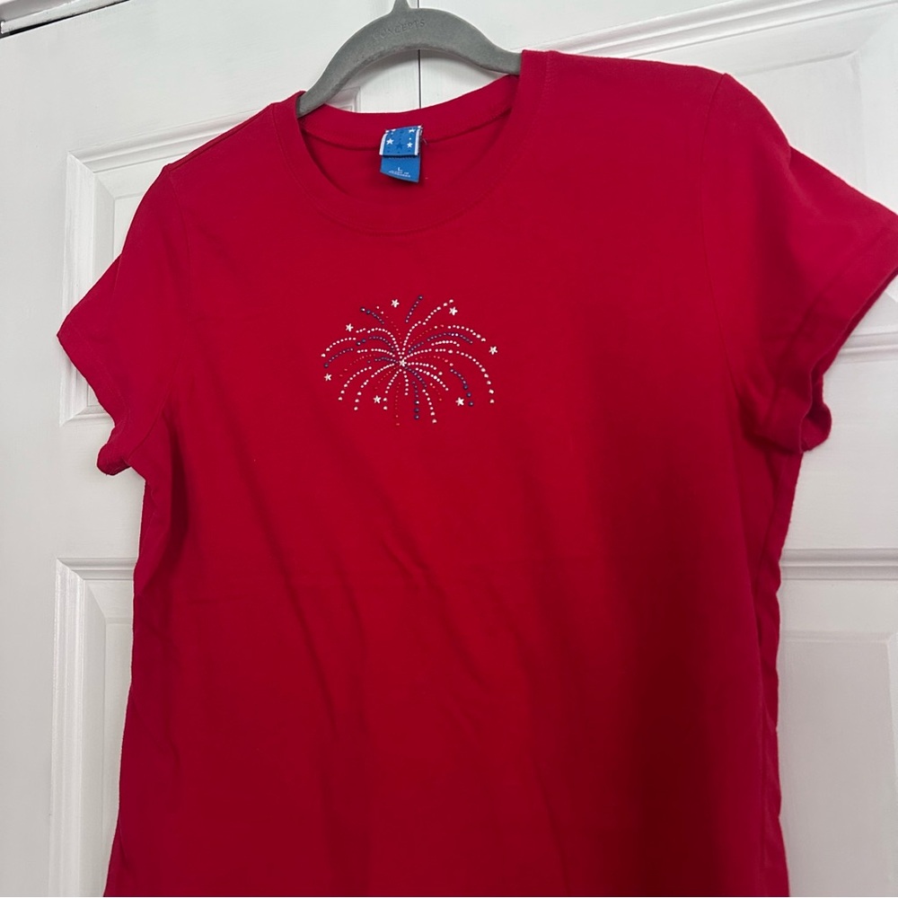 Red Rhinestone Firework Tee